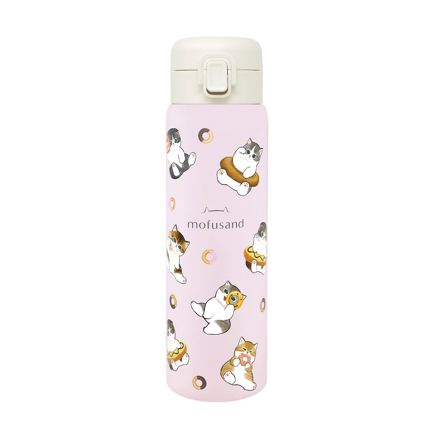Mofusand Stainless One-Push Water Bottle 480ml Donut Cat Pattern