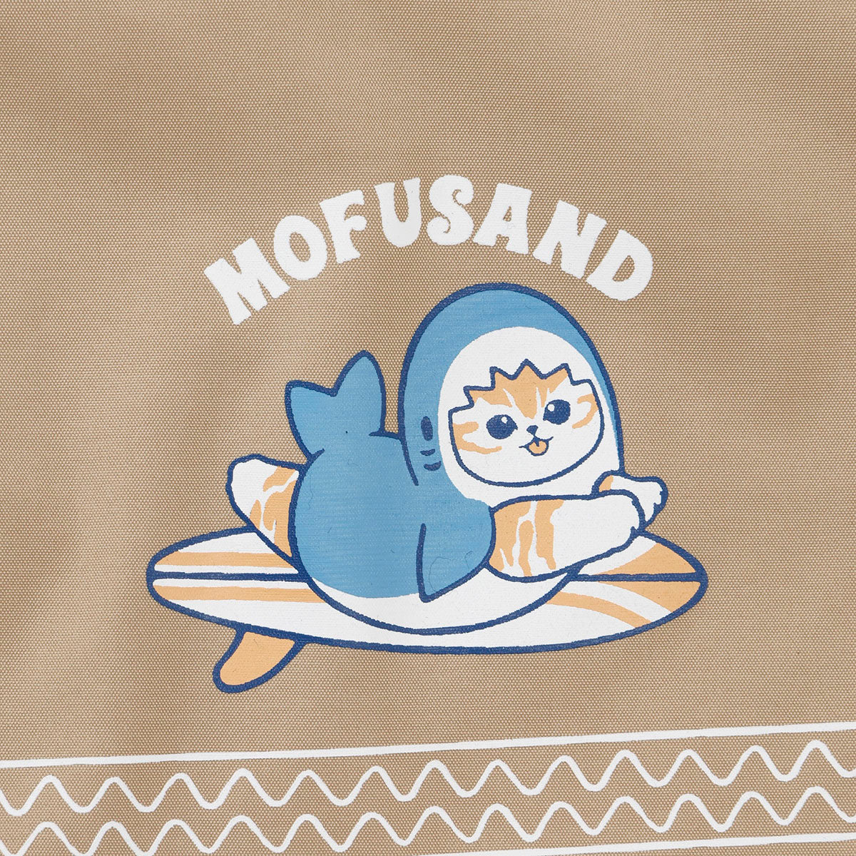Mofusand Board Shark Print Shorts Sand Beige