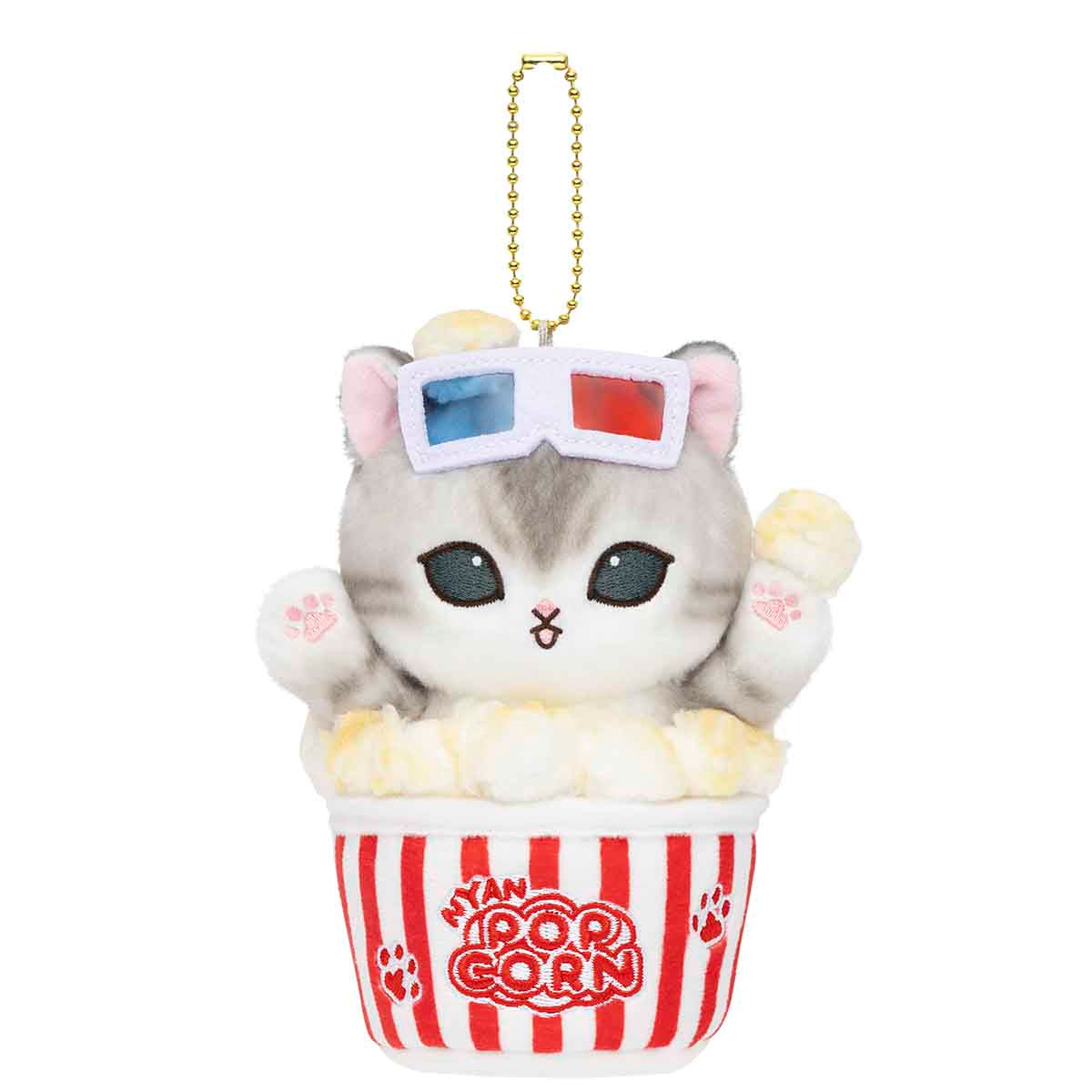 Mofusand Journey Cinema Popcorn Meow Plush Key Chain