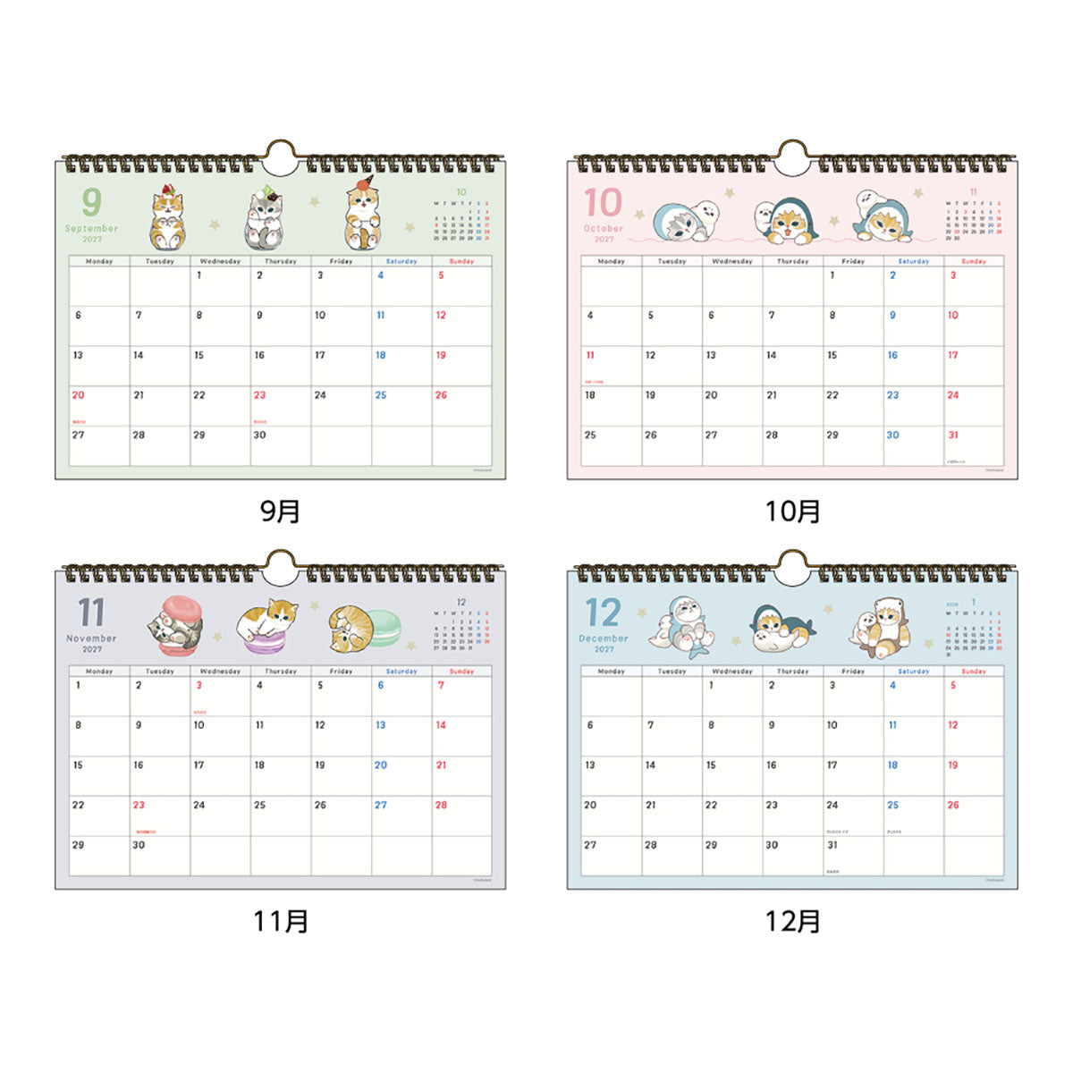 Mofusand 2027 Simple Horizontal Wall Calendar 4901770051161