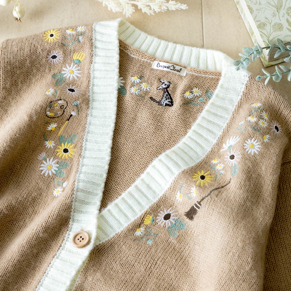 Kiki's Delivery Service Flower Embroidered Cardigan (Free Size) - Ghibli Studio