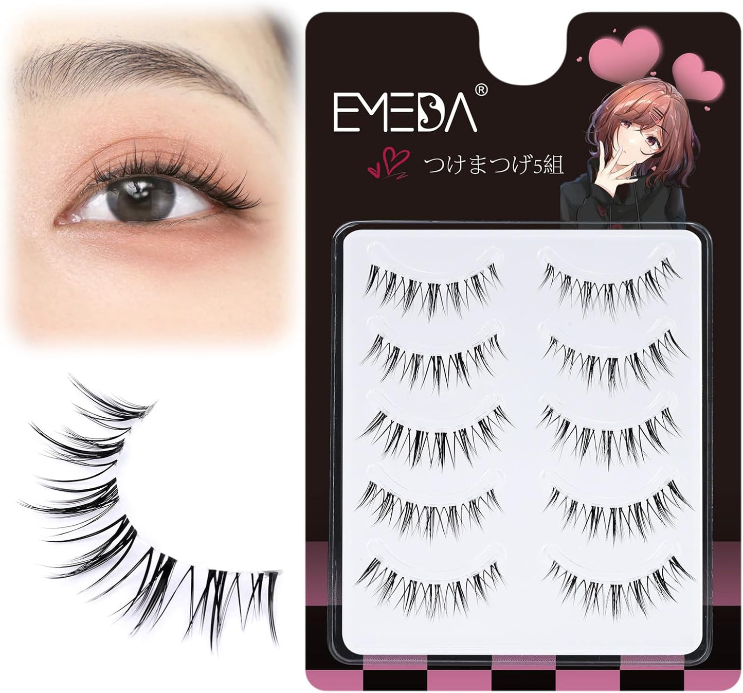 EMEDA Eyelashes Natural Eye Core Lifestyle Makeup (N-2353) - 5 Pairs