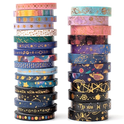 YUBX Nebula Washi Tape Set 30 Rolls Gold Foil Craft