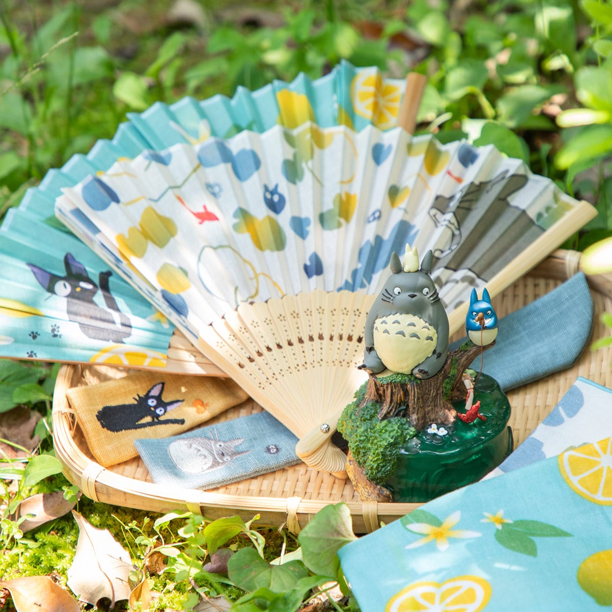My Neighbor Totoro Embroidered Cotton Fan Sleeve Light Blue