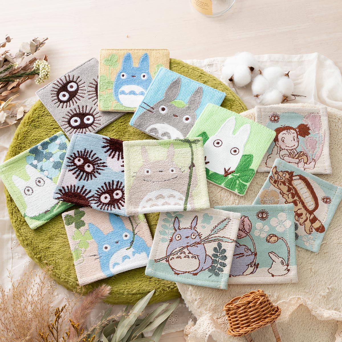 Studio Ghibli My Neighbor Totoro Gobelin Woven Coasters 4-Piece Botanical Garden