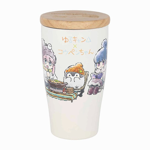 Yuru Camp x Koupen chan Stainless Mug with Wooden Lid