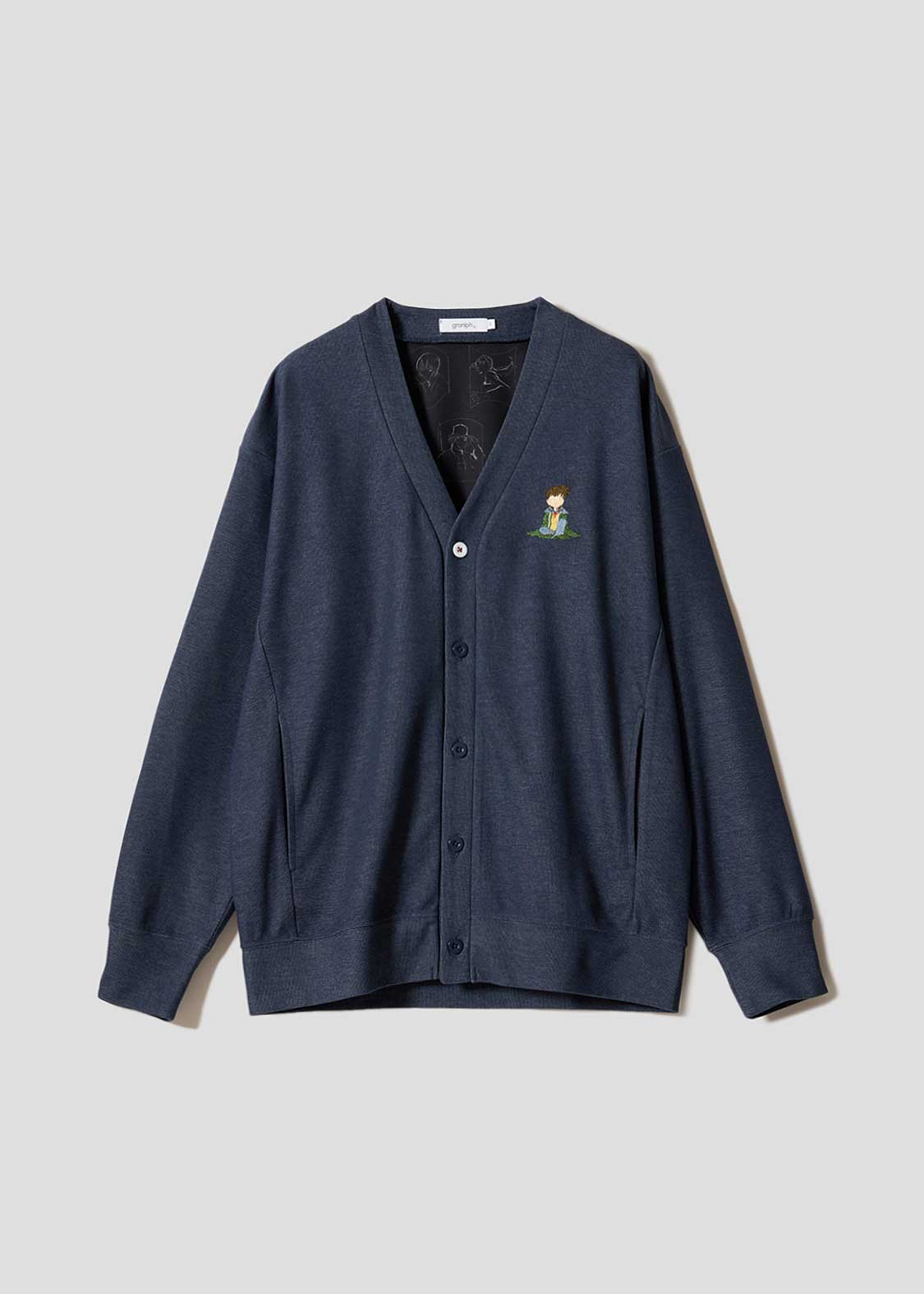 Graniph Detective Conan Double-Faced Cardigan The Shrunken Detective Unisex Navy
