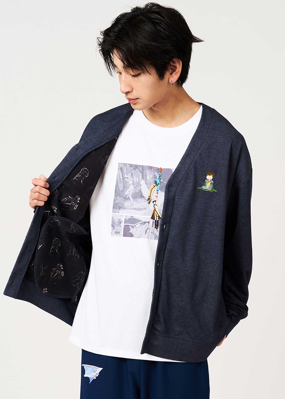 Graniph Detective Conan Double-Faced Cardigan The Shrunken Detective Unisex Navy