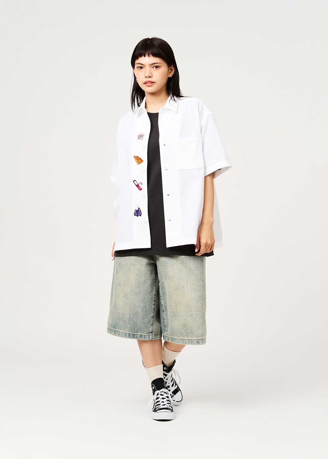 Graniph Detective Conan Big Silhouette Short Sleeve Shirt White