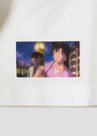 Graniph Detective Conan Big Silhouette Short Sleeve Shirt White