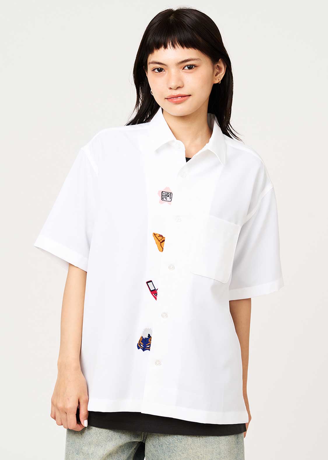 Graniph Detective Conan Big Silhouette Short Sleeve Shirt White