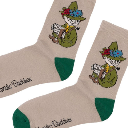 NordicBuddies Snufkin Classic Socks Beige and Green 23-25cm