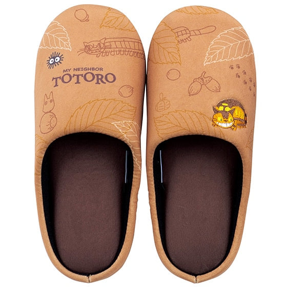 My Neighbor Totoro Catbus Embroidered Home Slippers Beige 24cm