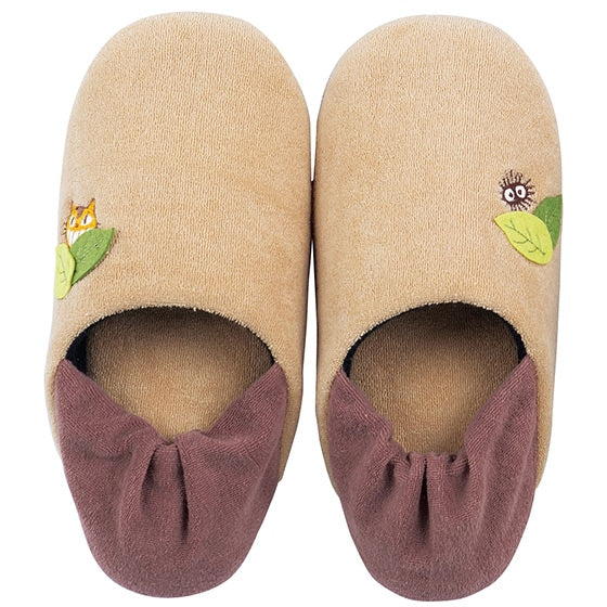 My Neighbor Totoro Catbus Embroidered Washable Slippers Beige 24cm