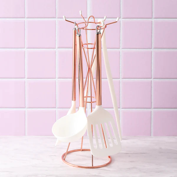 Kitchen Tools & Holder Set (White × Copper) - Francfranc Limited