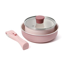 قم بتحميل الصورة في عارض الصور، Pot &amp; Frypan 4-Piece Set (Pink) - Francfranc Limited