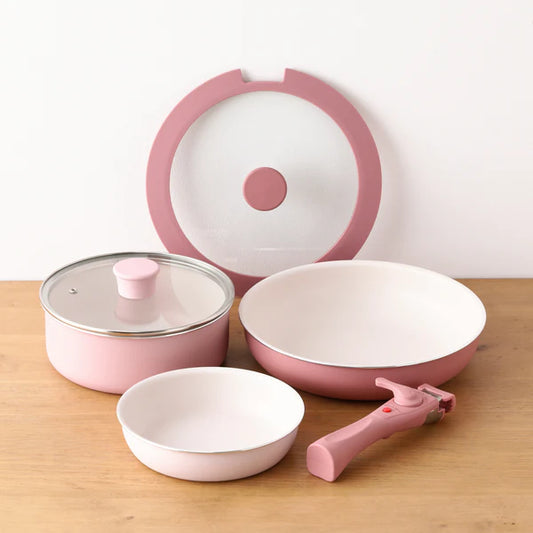 Pot & Frypan 6-Piece Set (Pink) - Francfranc Limited