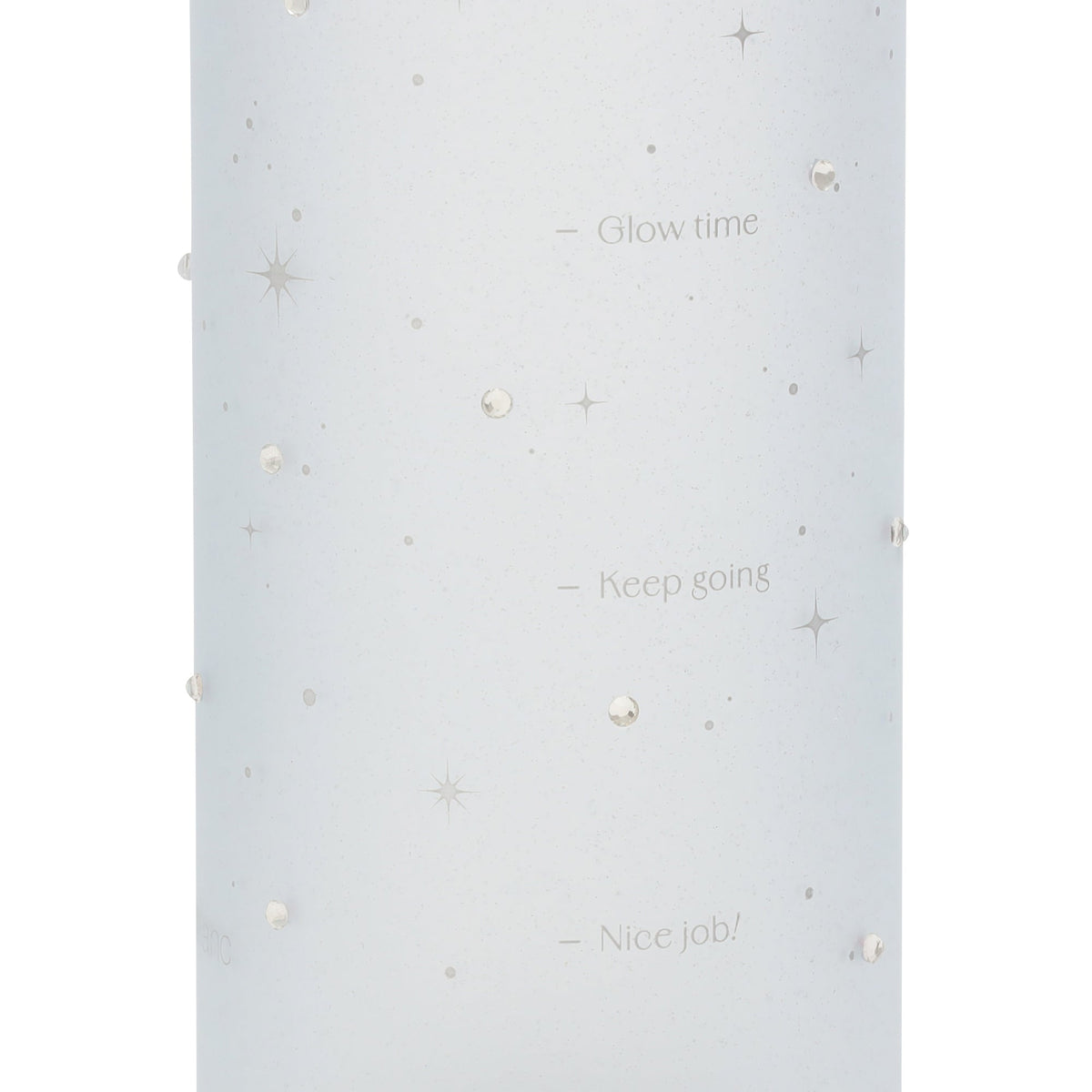 Jeweled Blue Water Bottle with Measurements