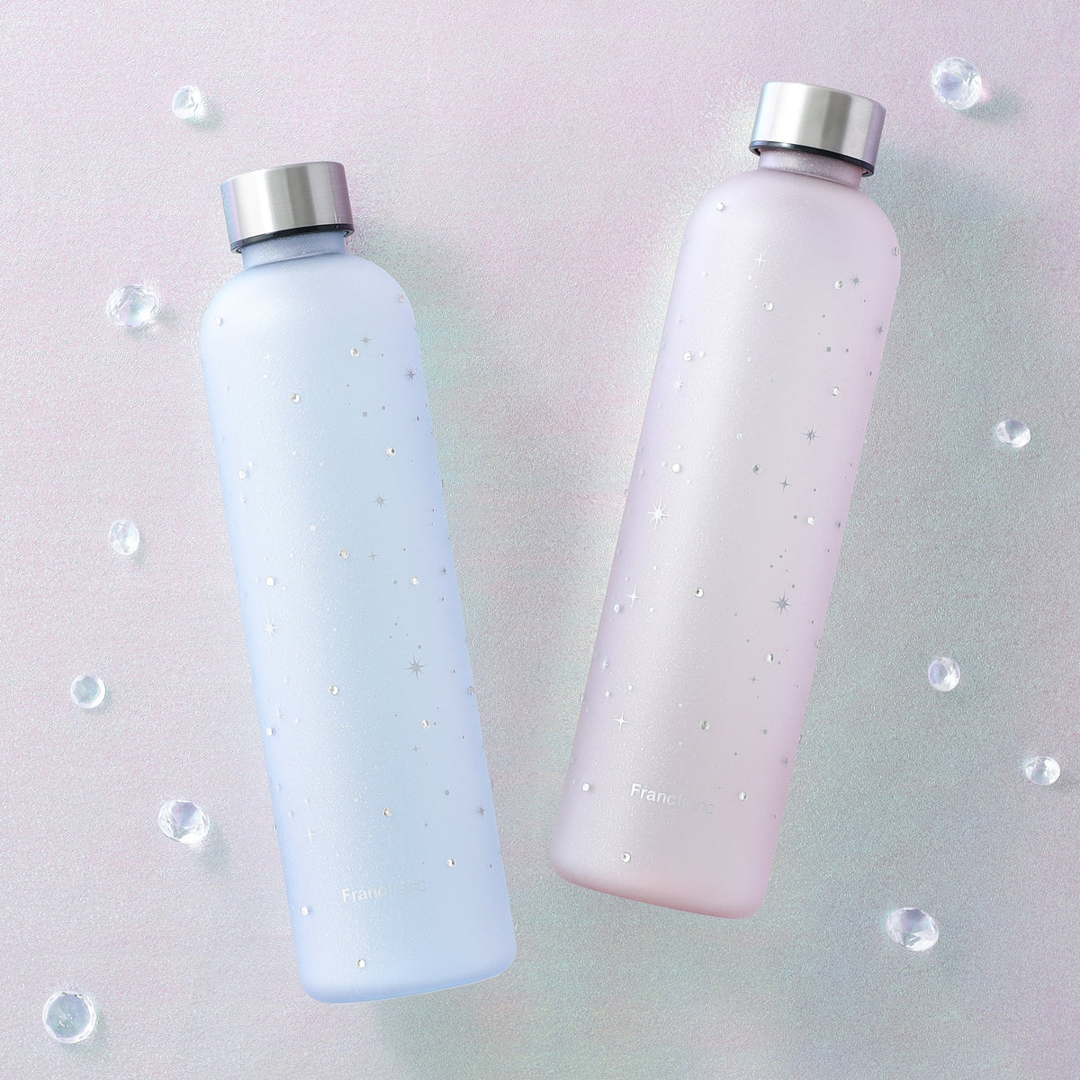 Jeweled Pink Water Bottle with Measurements