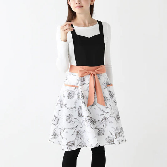 Lilia Ribbon Apron Pink - Francfranc Limited