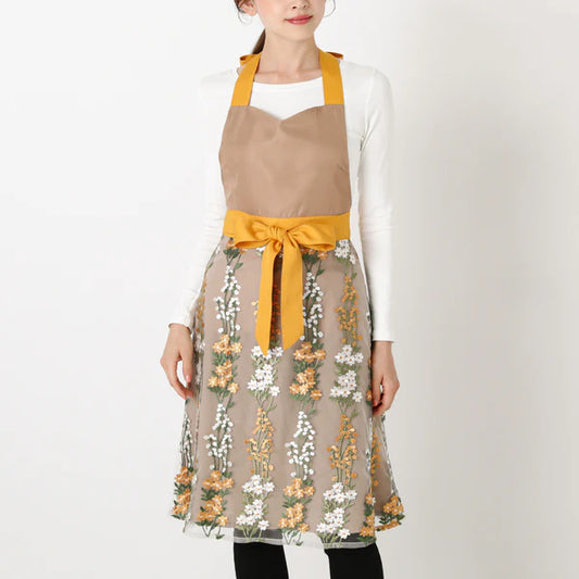 Tulle Ribbon Apron Brown - Francfranc Limited