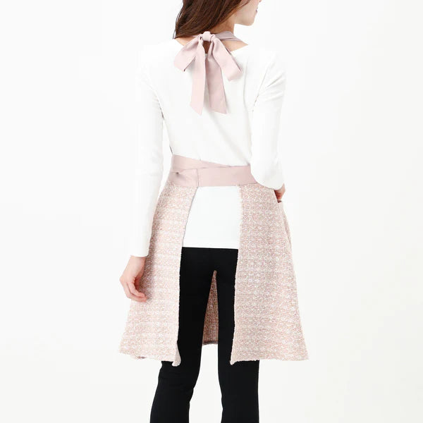 Tweed Ribbon Apron Pink - Francfranc Limited