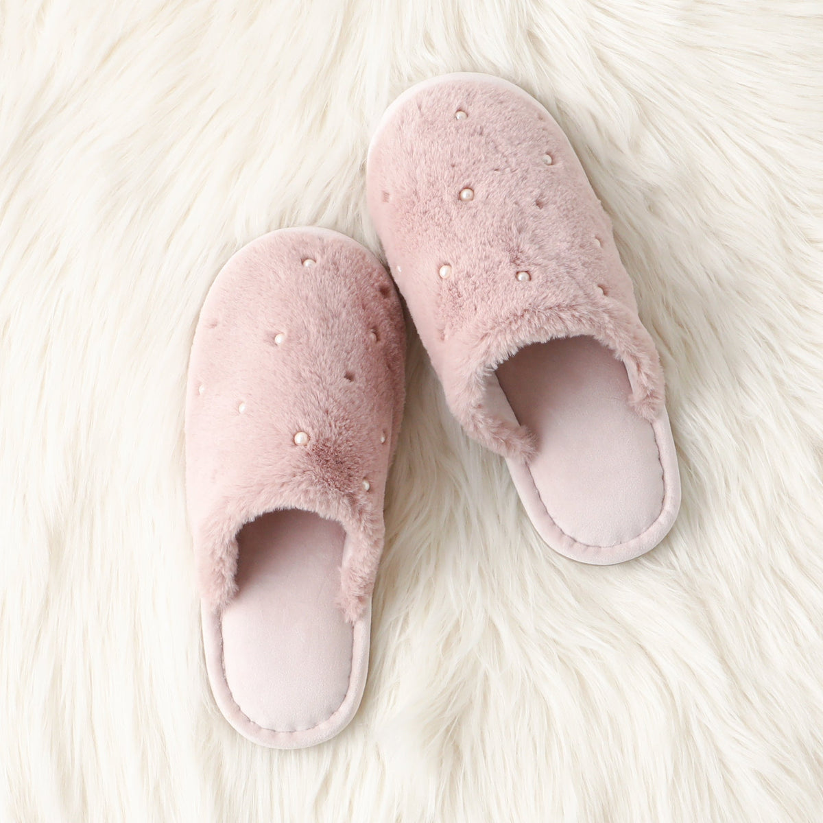 Eco-Fur Pearl Room Shoes Pink
