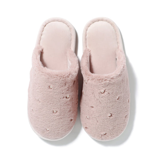 Eco-Fur Pearl Room Shoes Pink