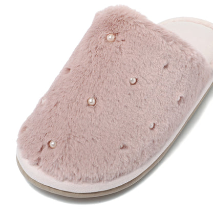 Eco-Fur Pearl Room Shoes Pink