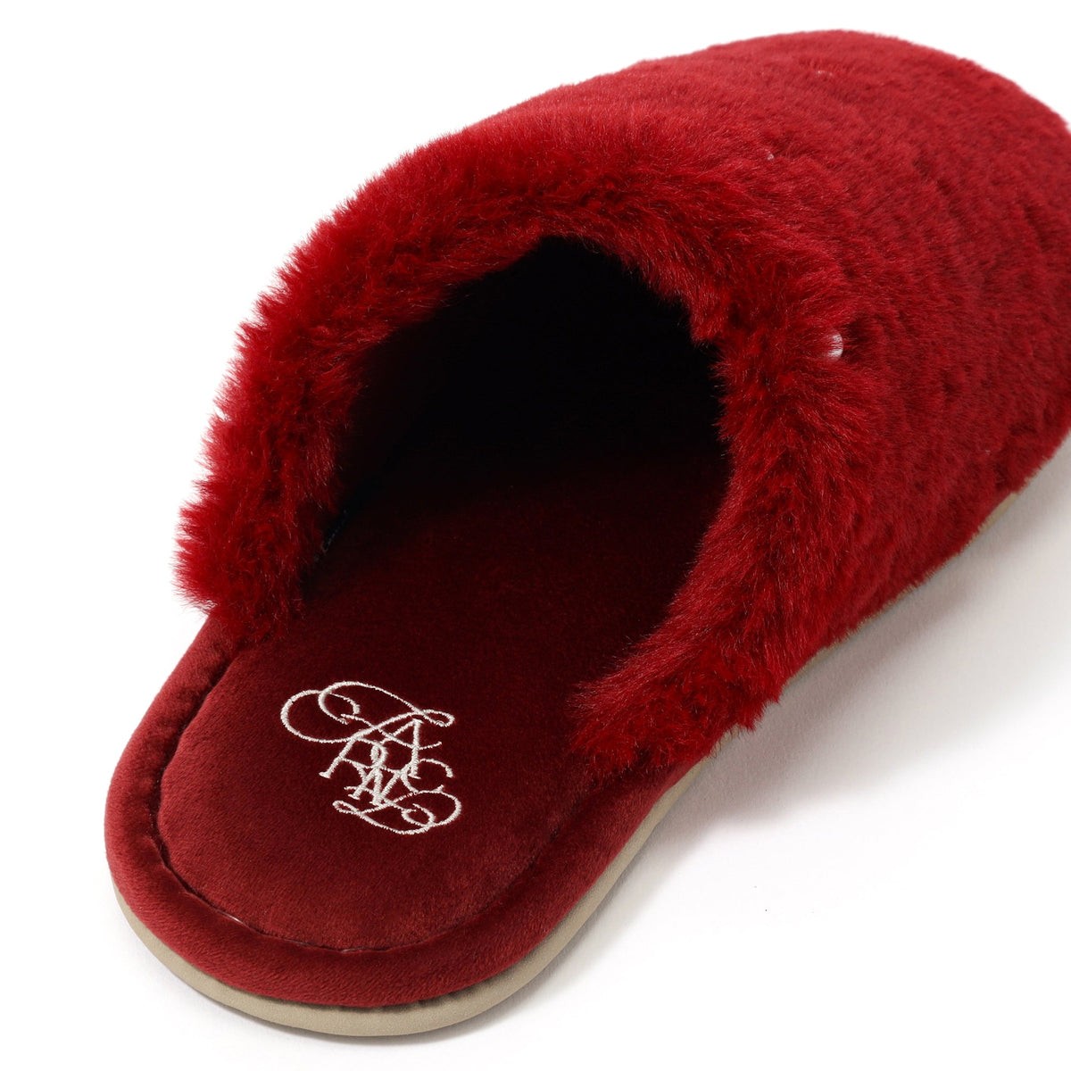 Eco Fur Pearl Room Shoes Dark Red