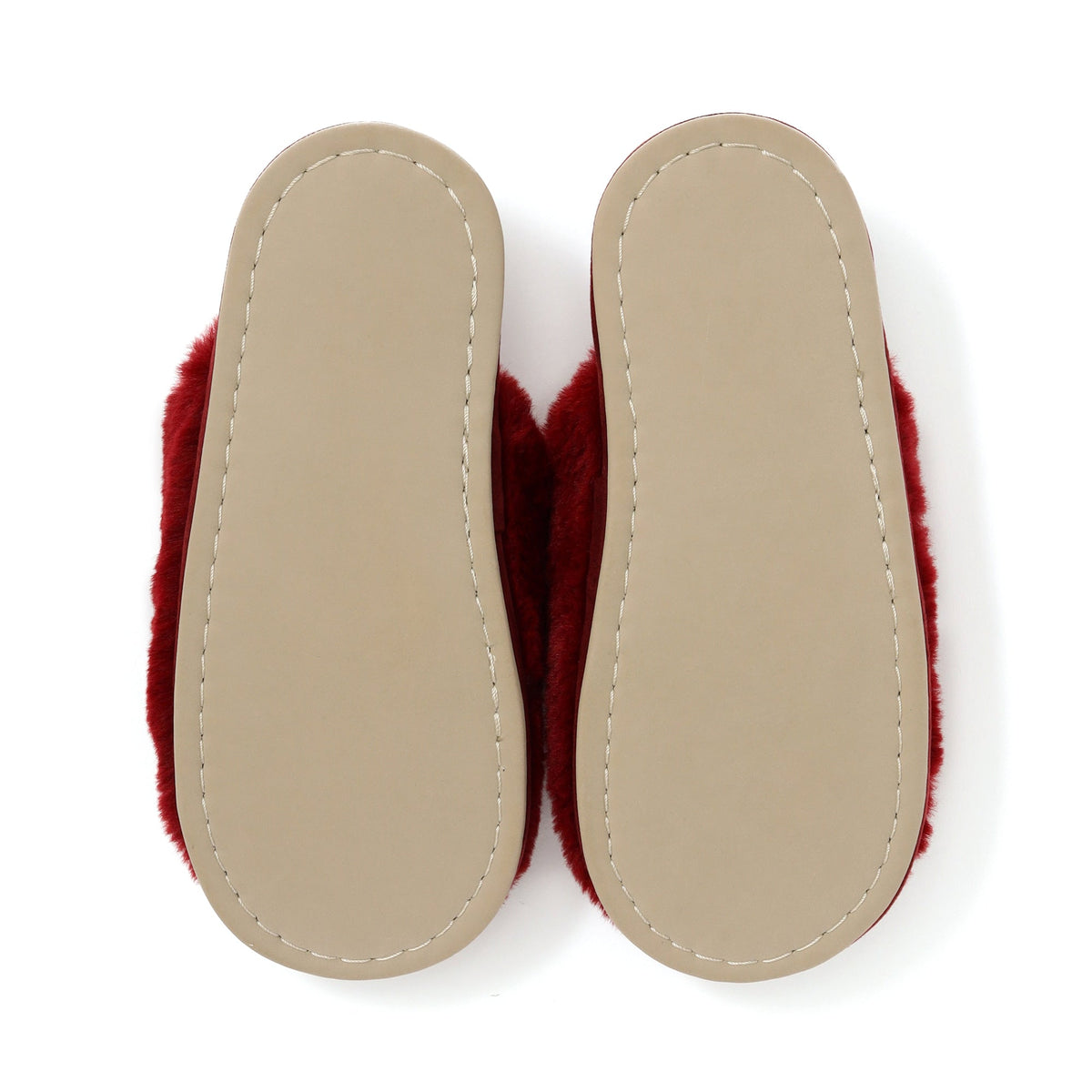 Eco Fur Pearl Room Shoes Dark Red