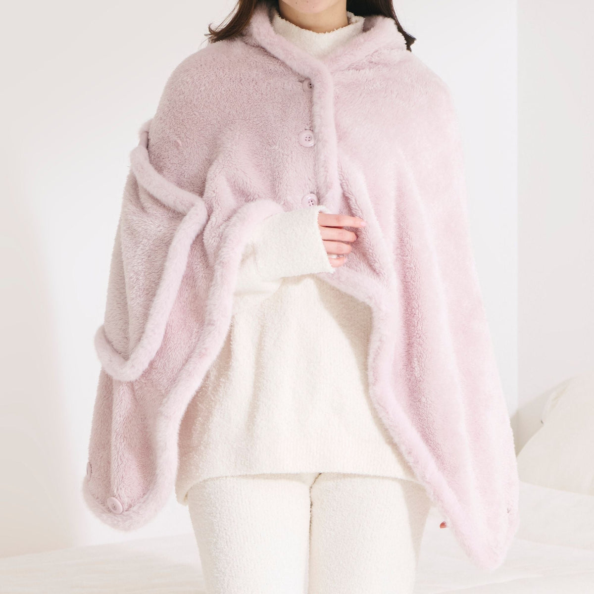 4-Way Fleece Poncho S Pink