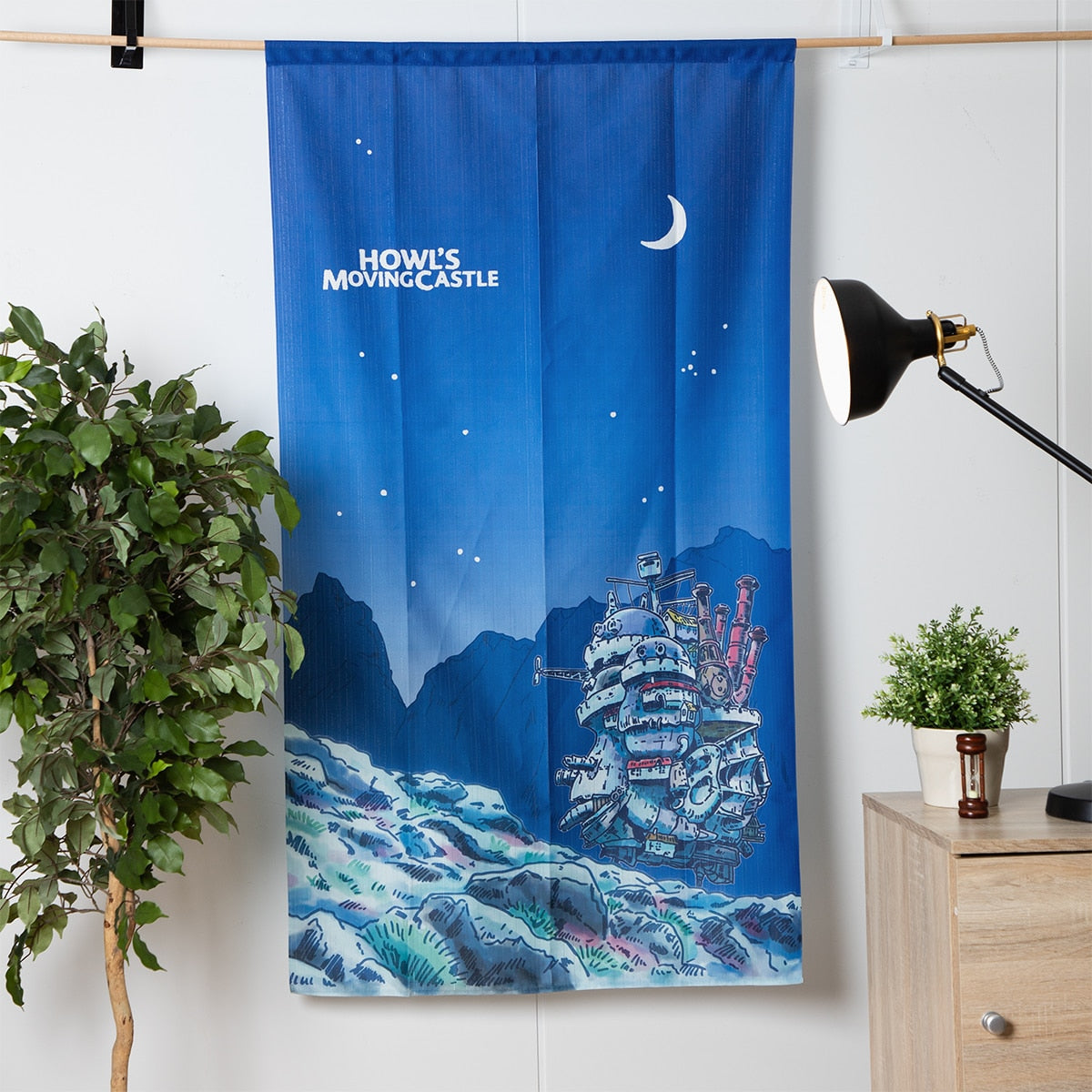 Howl's Moving Castle Moonlit Night Noren Fabric Divider
