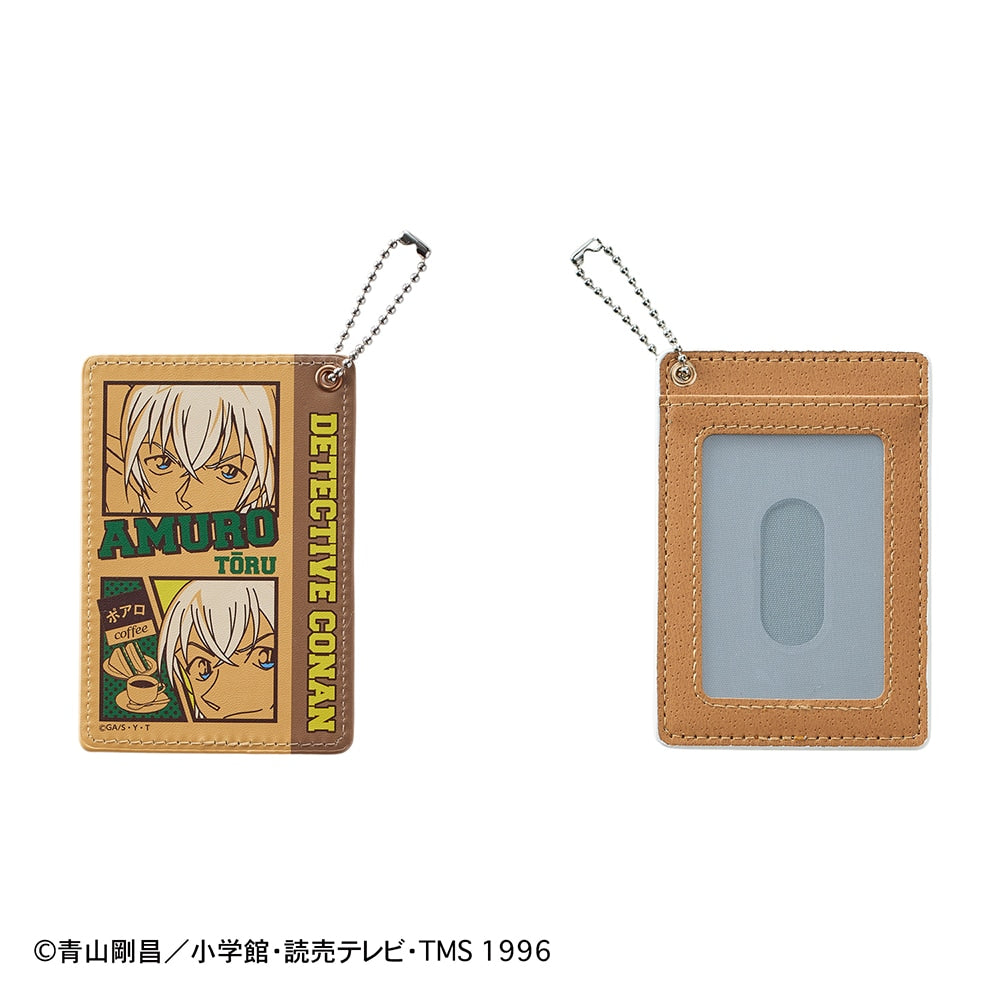 Detective Conan Pass Case Synthetic Leather Card Holder with Chain