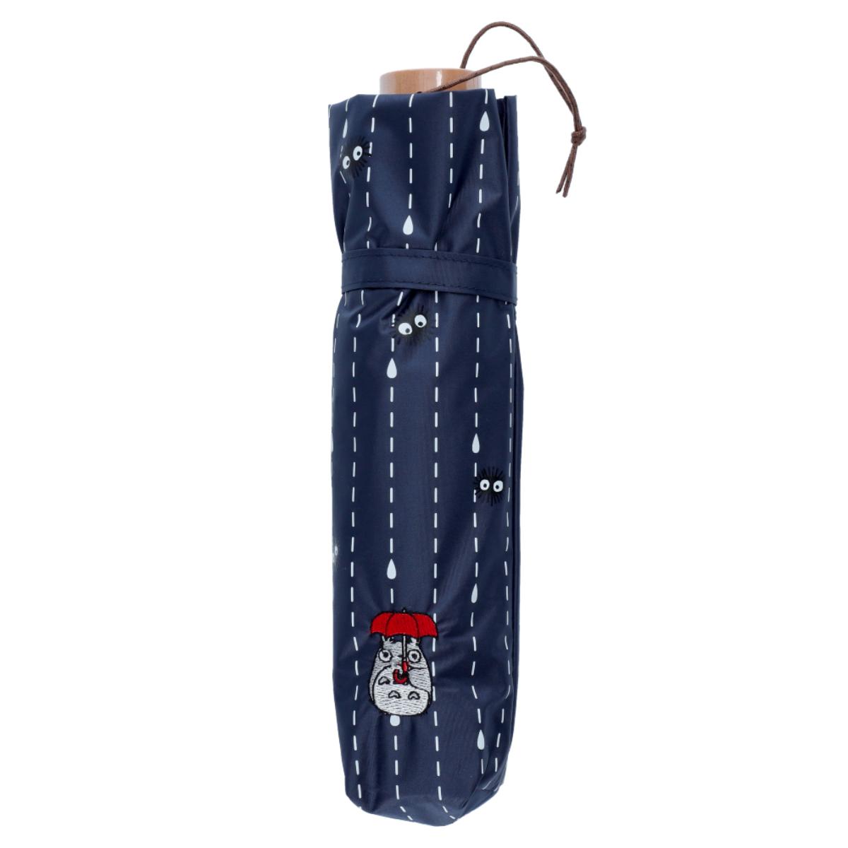 My Neighbor Totoro All-Weather Folding Umbrella Raindrop Pattern Navy
