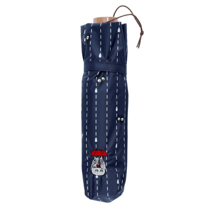 My Neighbor Totoro All-Weather Folding Umbrella Raindrop Pattern Navy