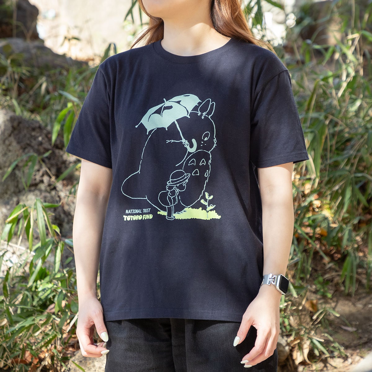 Totoro Fund Goods T-shirt (Umbrella) Navy -Ghibli Studio