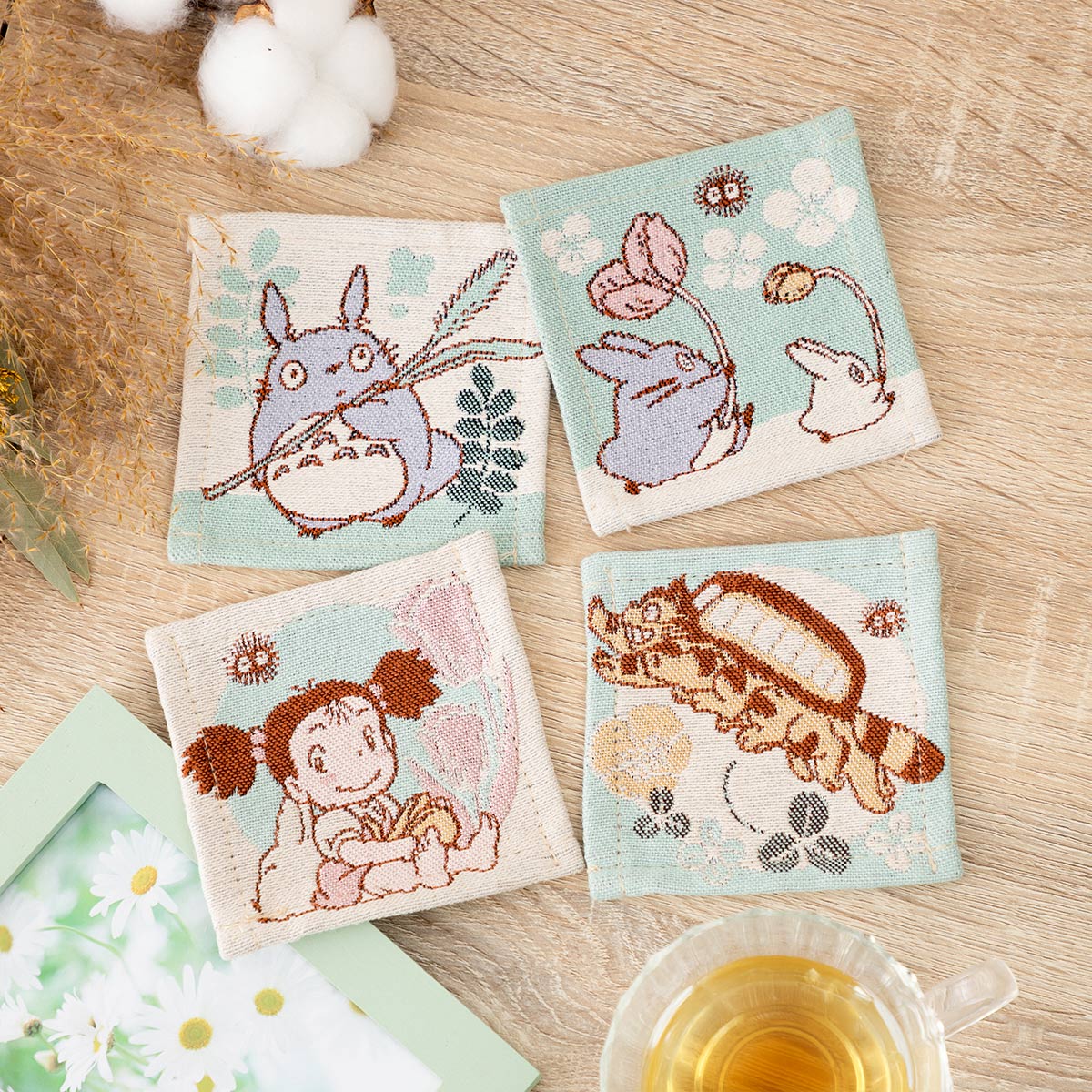 Studio Ghibli My Neighbor Totoro Gobelin Woven Coasters 4-Piece Botanical Garden