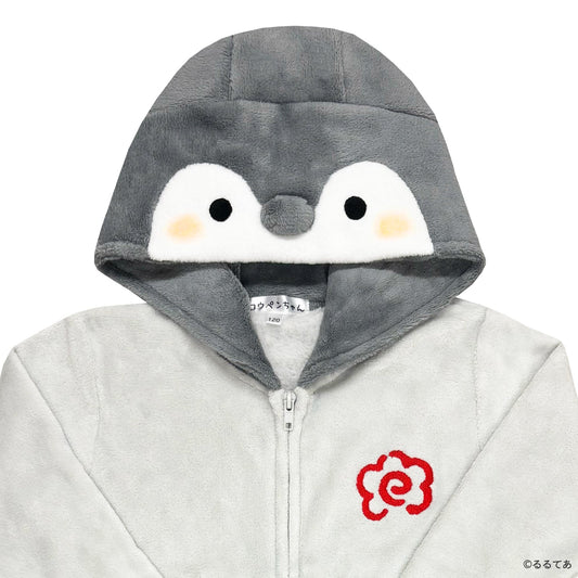 Sazac Koupen-chan Kids Character Onesie Coral Minky Gray
