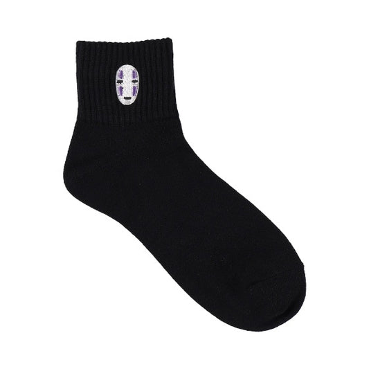 Spirited Away No-Face Rib Embroidery Short Socks
