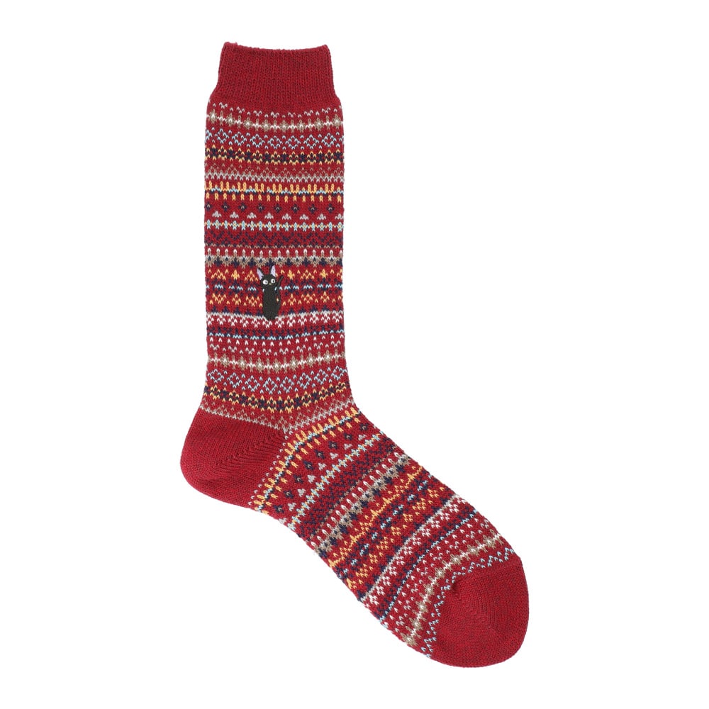 Kiki's Delivery Service Jiji Embroidered Socks 25-27cm Red