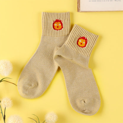 Howl's Moving Castle Rib Embroidery Short Socks 23-25cm