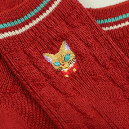 Whisper of the Heart Cable Knit Socks Brick