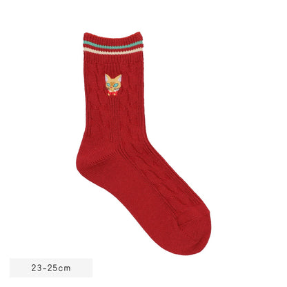 Whisper of the Heart Cable Knit Socks Brick