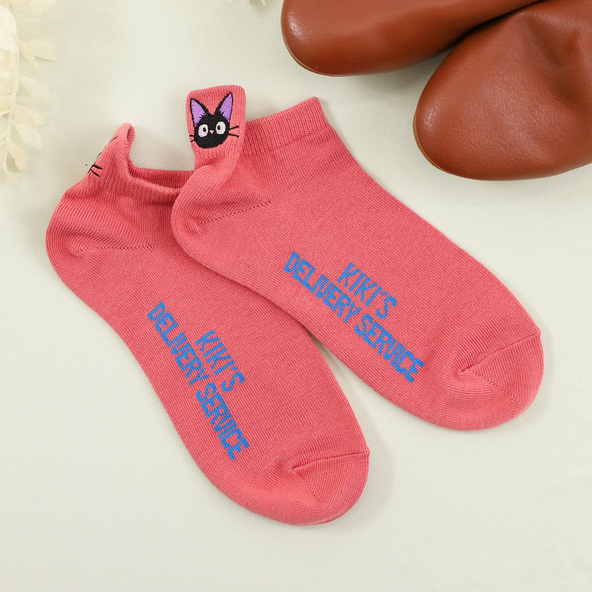 Kiki's Delivery Service Heel Embroidered Sneaker Socks 23-25cm Pink