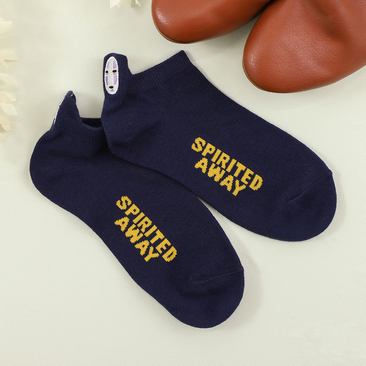 Spirited Away Heel Embroidered Sneaker Socks No-Face 23-25cm Purple
