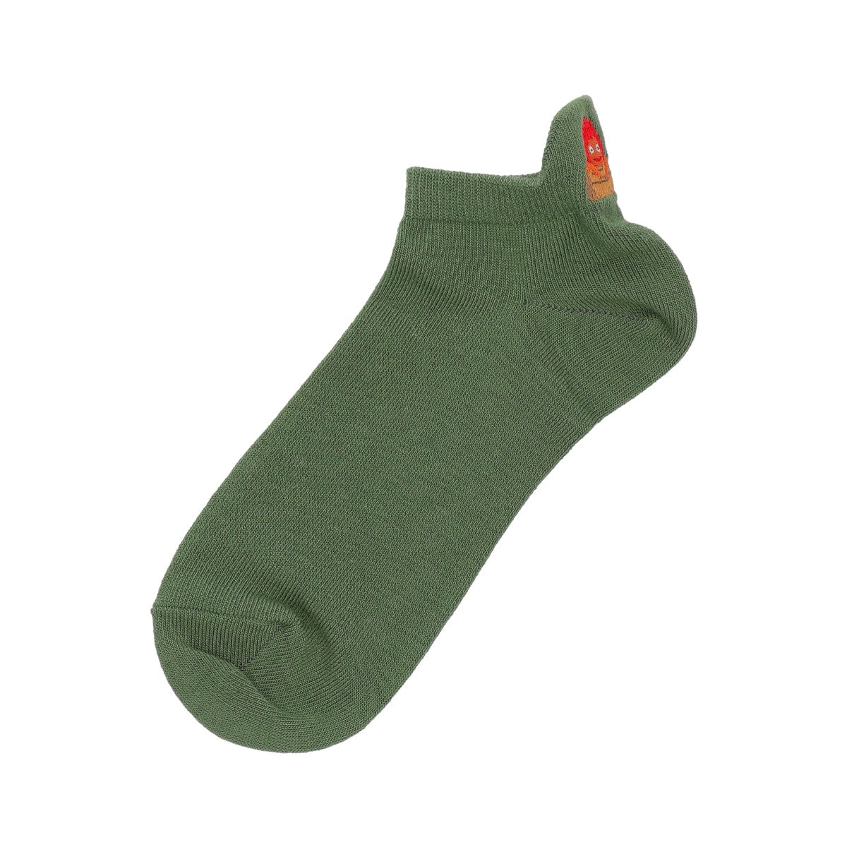 Howl's Moving Castle Heel Embroidered Sneaker Socks Calcifer 23-25cm Green