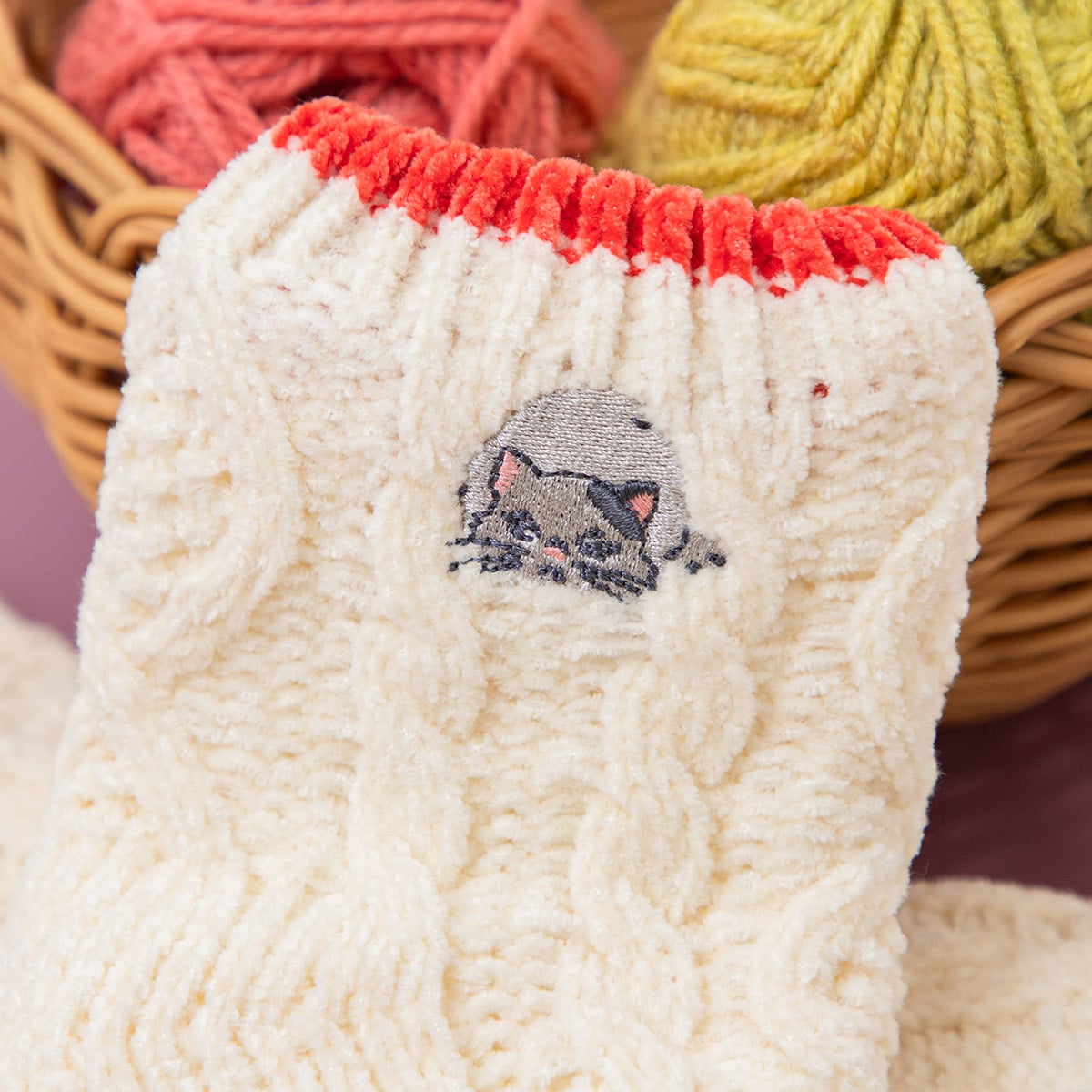 Whisper of the Heart Boa-Lined Chenille Crew Socks 23-25cm