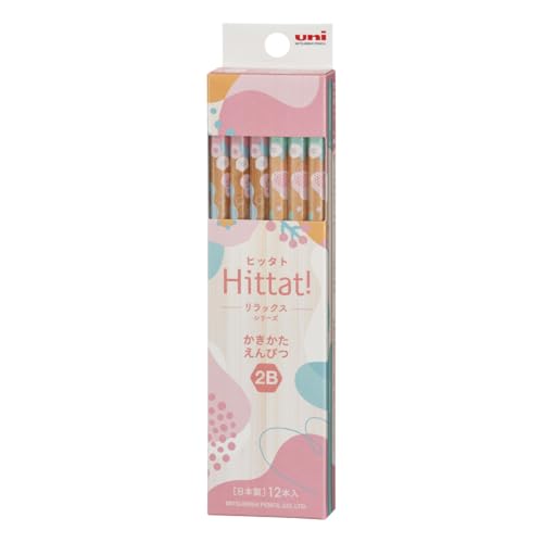 Mitsubishi Pencil Hittat! 2B Graphite Pencils 12-Pack Relaxed Pink