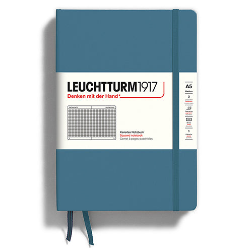 Leuchtturm1917 Medium A5 Hardcover Notebook Grid Stone Blue